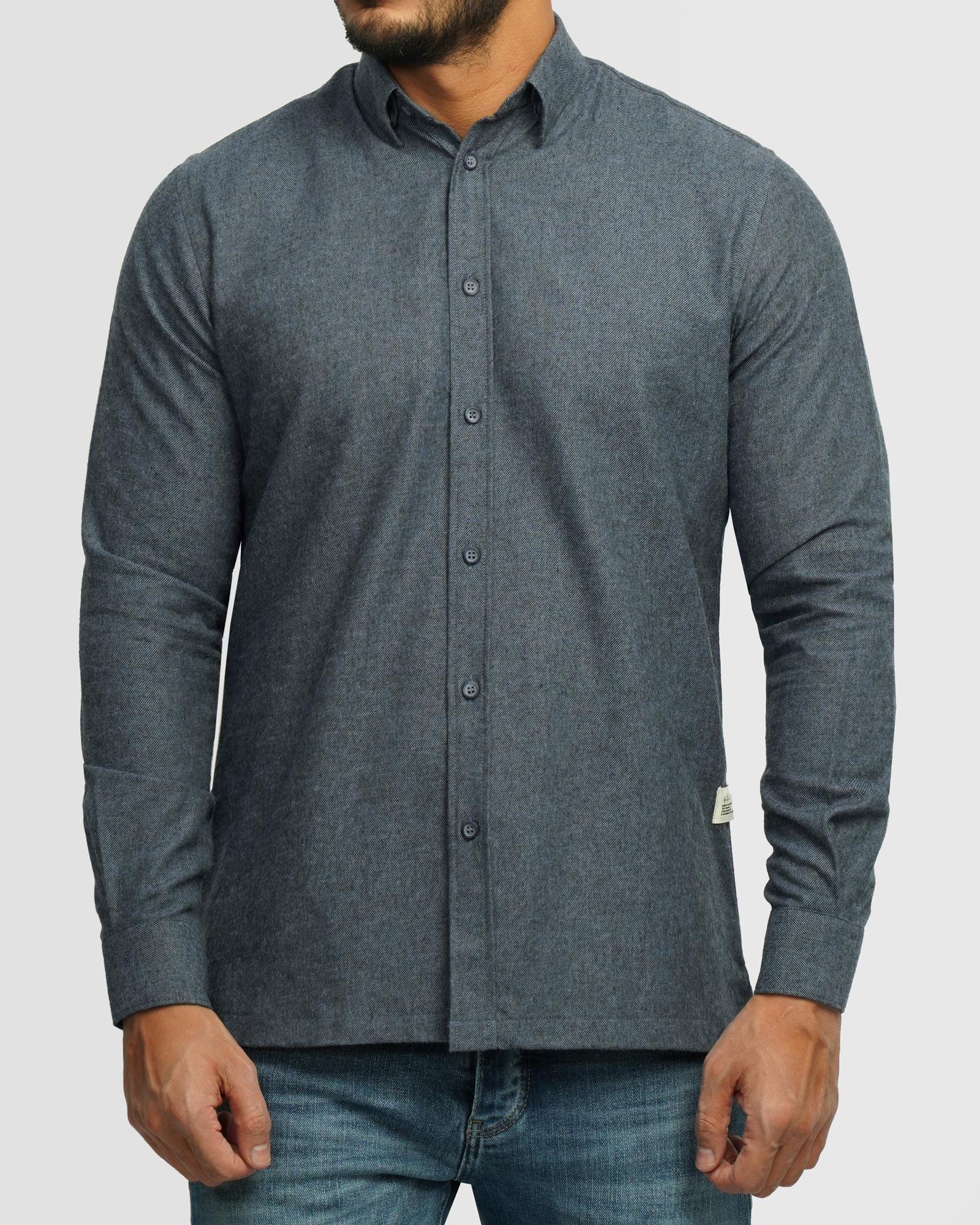 خرید و قیمت پیراهن نیمه ضخیم ساده مردانه سرمه ای روشن 24268166