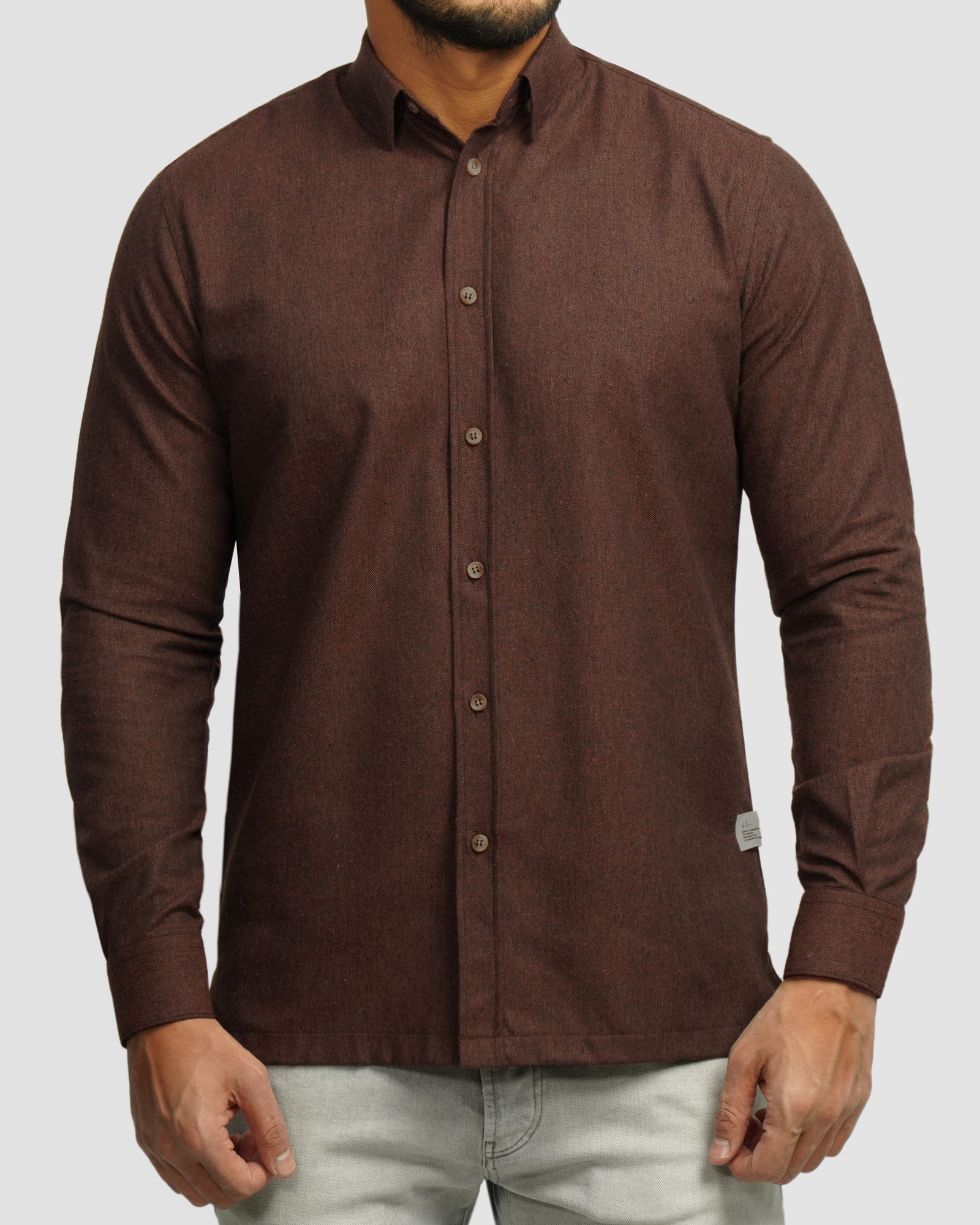 خرید و قیمت پیراهن نیمه ضخیم ساده مردانه قهوه ای 24268166