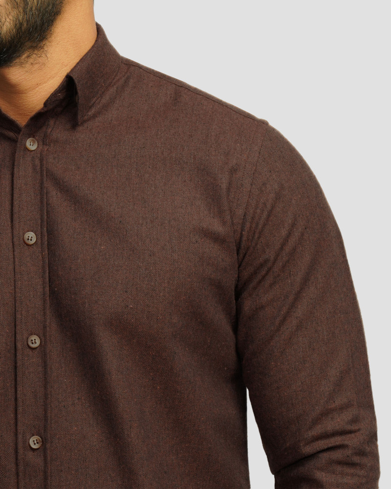 خرید و قیمت پیراهن نیمه ضخیم ساده مردانه قهوه ای 24268166