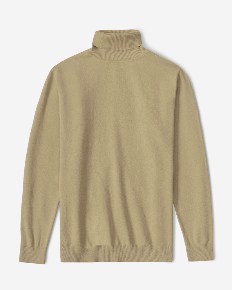 پلیور بافت یقه اسکی مردانه آستین بلند کرم 19379102