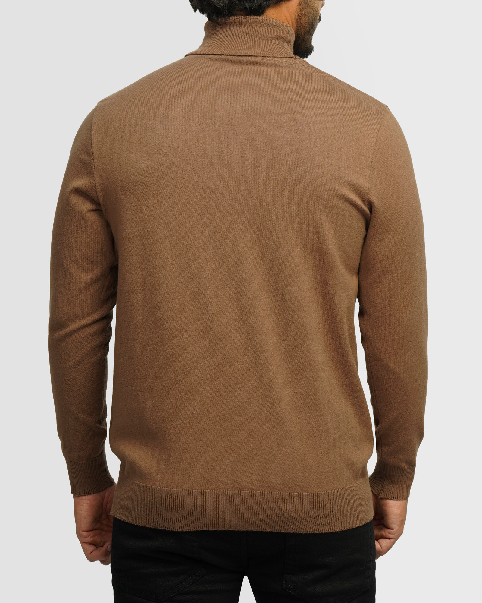 خرید و قیمت پلیور بافت یقه اسکی مردانه آستین بلند قهوه ای تیره 19379102