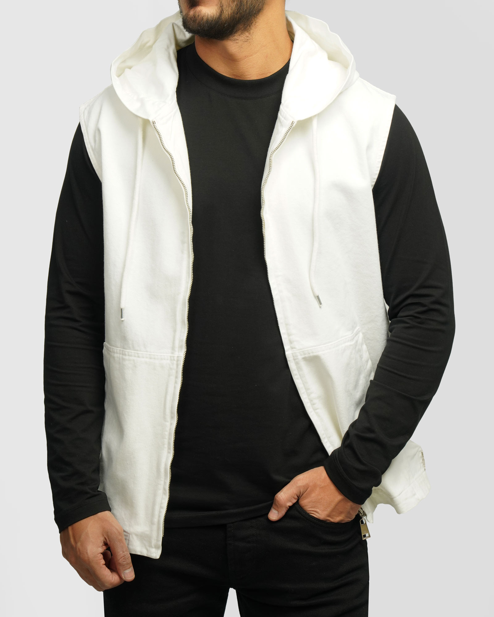 جلیقه کتان مردانه سفید 24314115