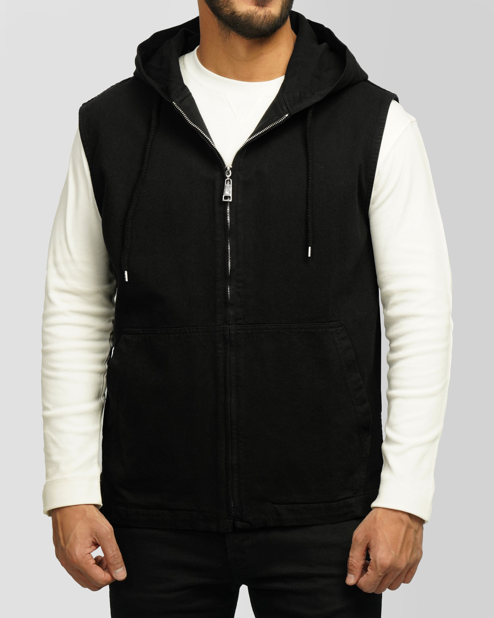 جلیقه کتان مردانه مشکی 24314115