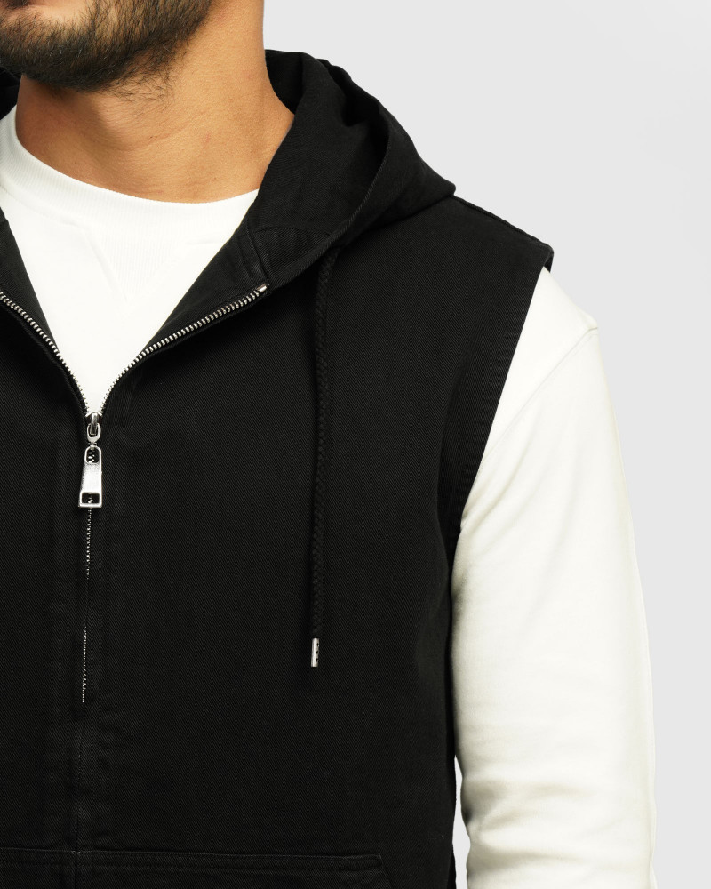 جلیقه کتان مردانه مشکی 24314115