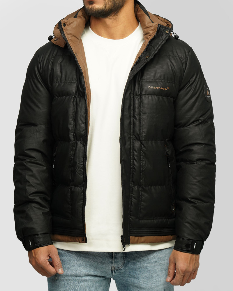 کاپشن مردانه کلاه دار مشکی 24316374