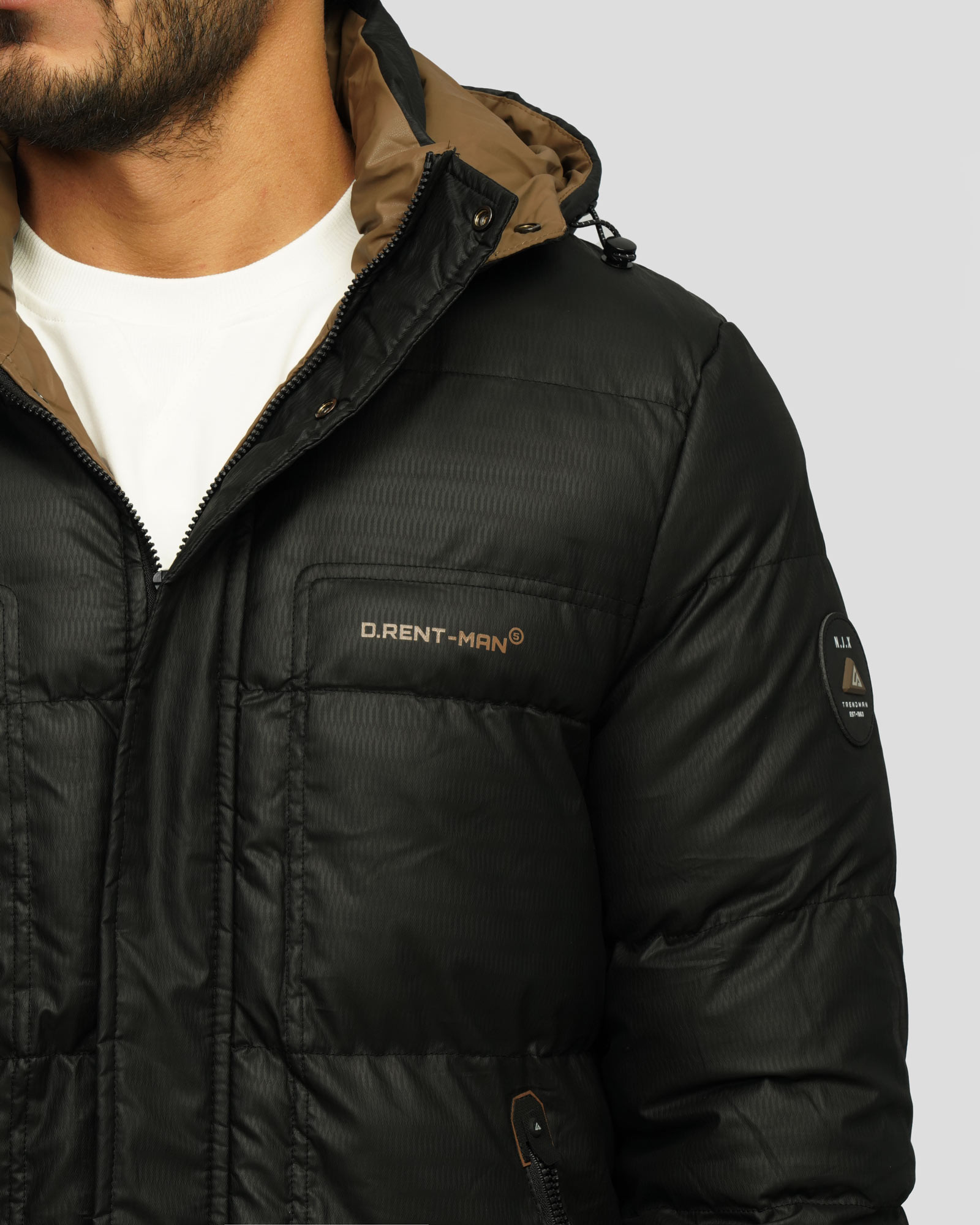 کاپشن مردانه کلاه دار مشکی 24316374