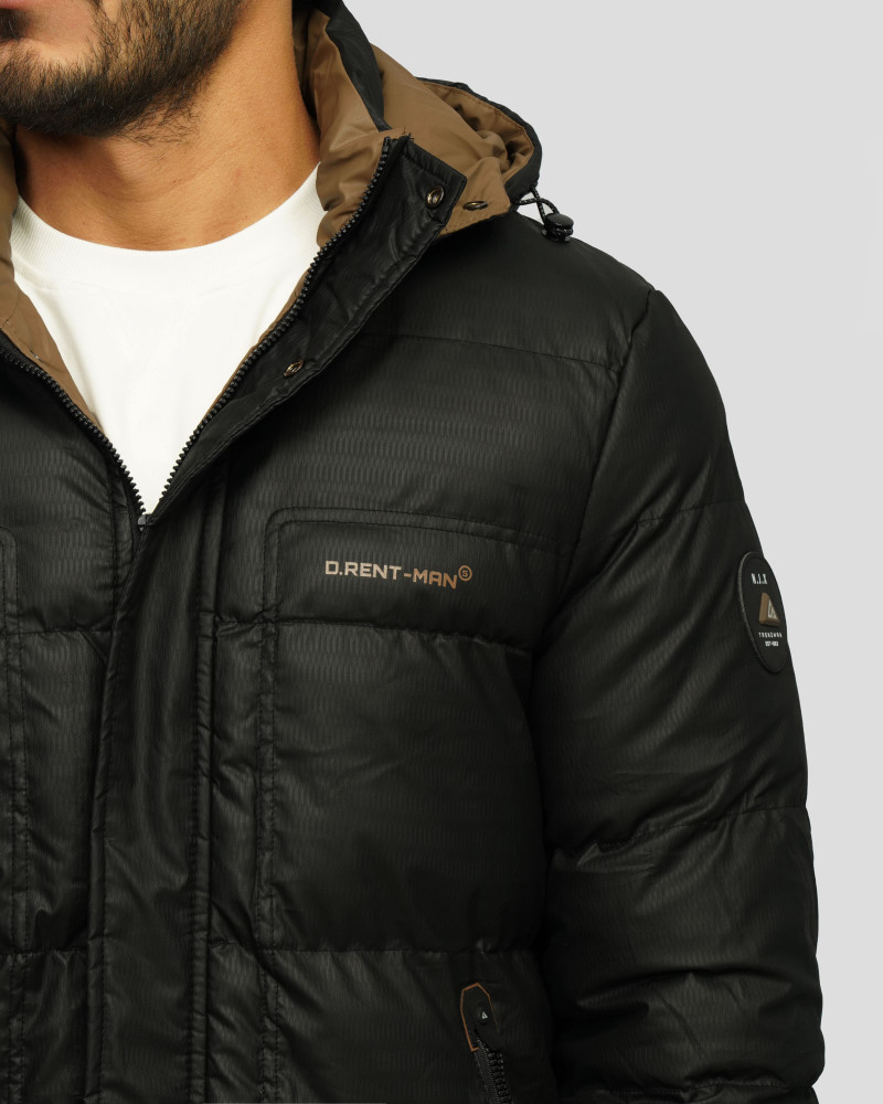 کاپشن مردانه کلاه دار مشکی 24316374