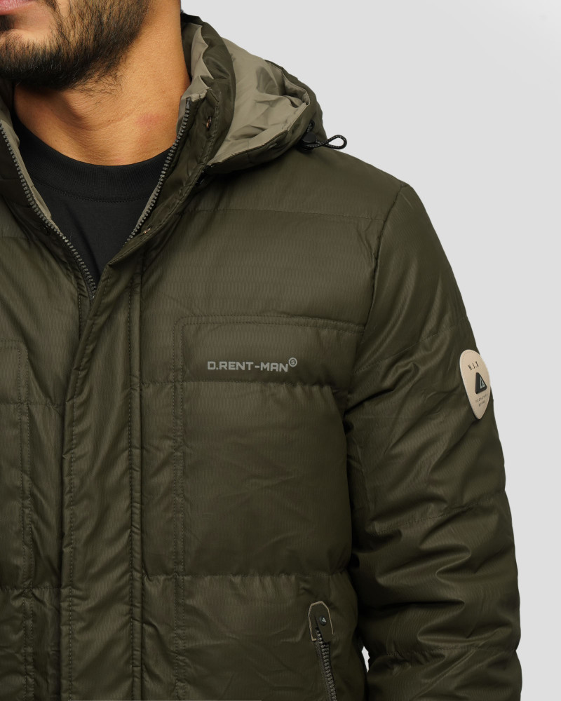 کاپشن مردانه کلاه دار سبز 24316374