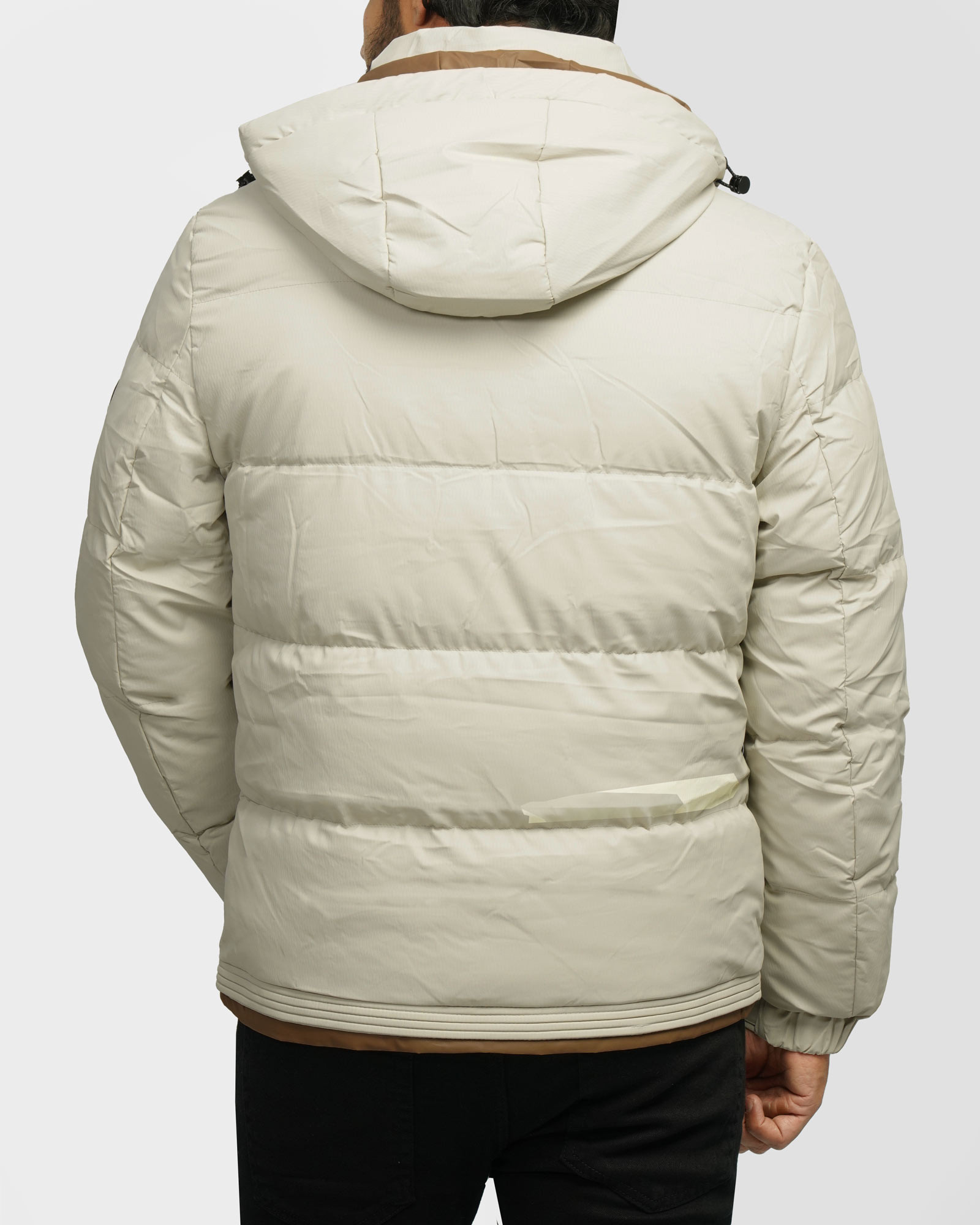 کاپشن مردانه کلاه دار کرم روشن 24316374