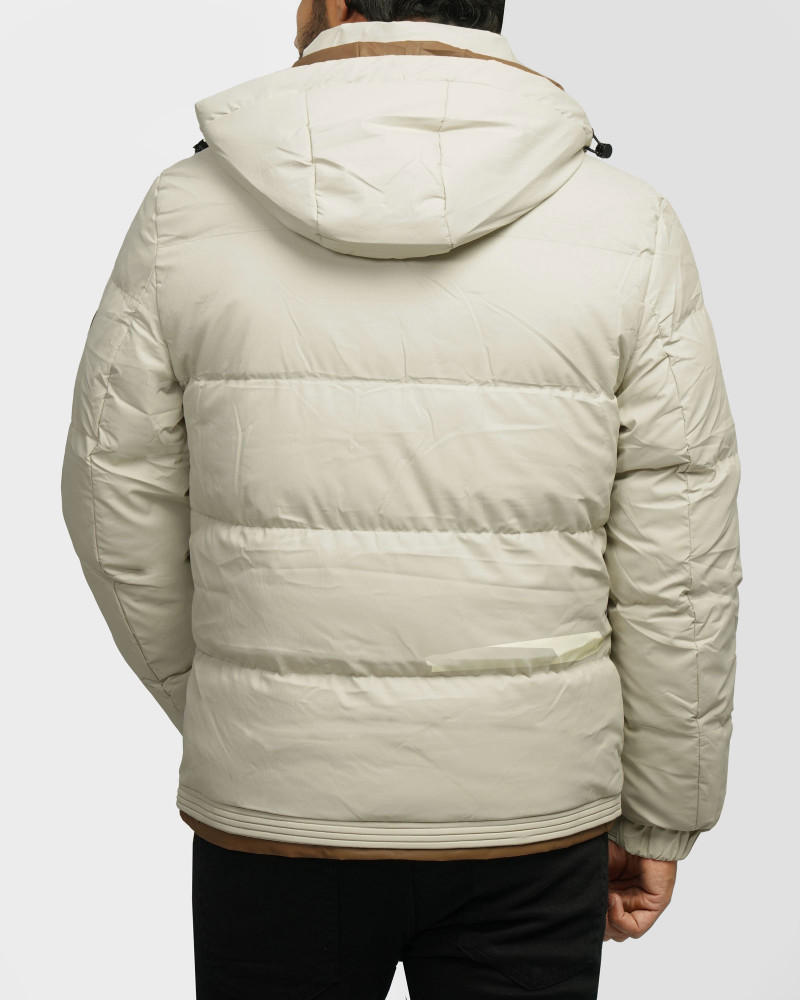 کاپشن مردانه کلاه دار کرم روشن 24316374