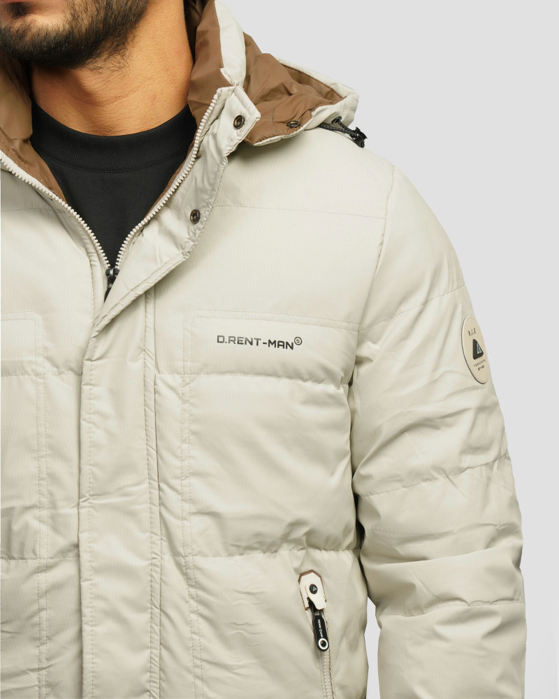 کاپشن مردانه کلاه دار کرم روشن 24316374