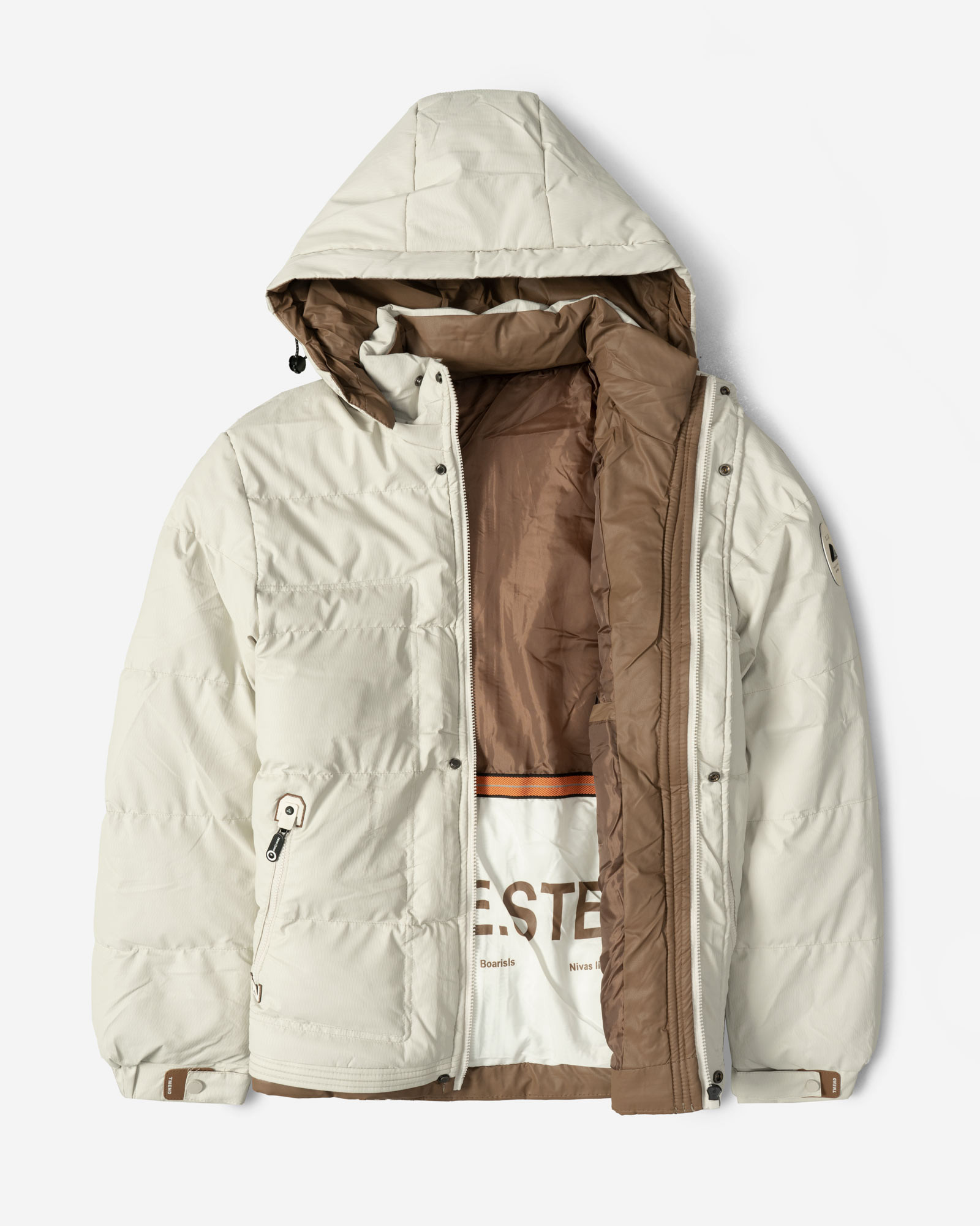 کاپشن مردانه کلاه دار کرم روشن 24316374