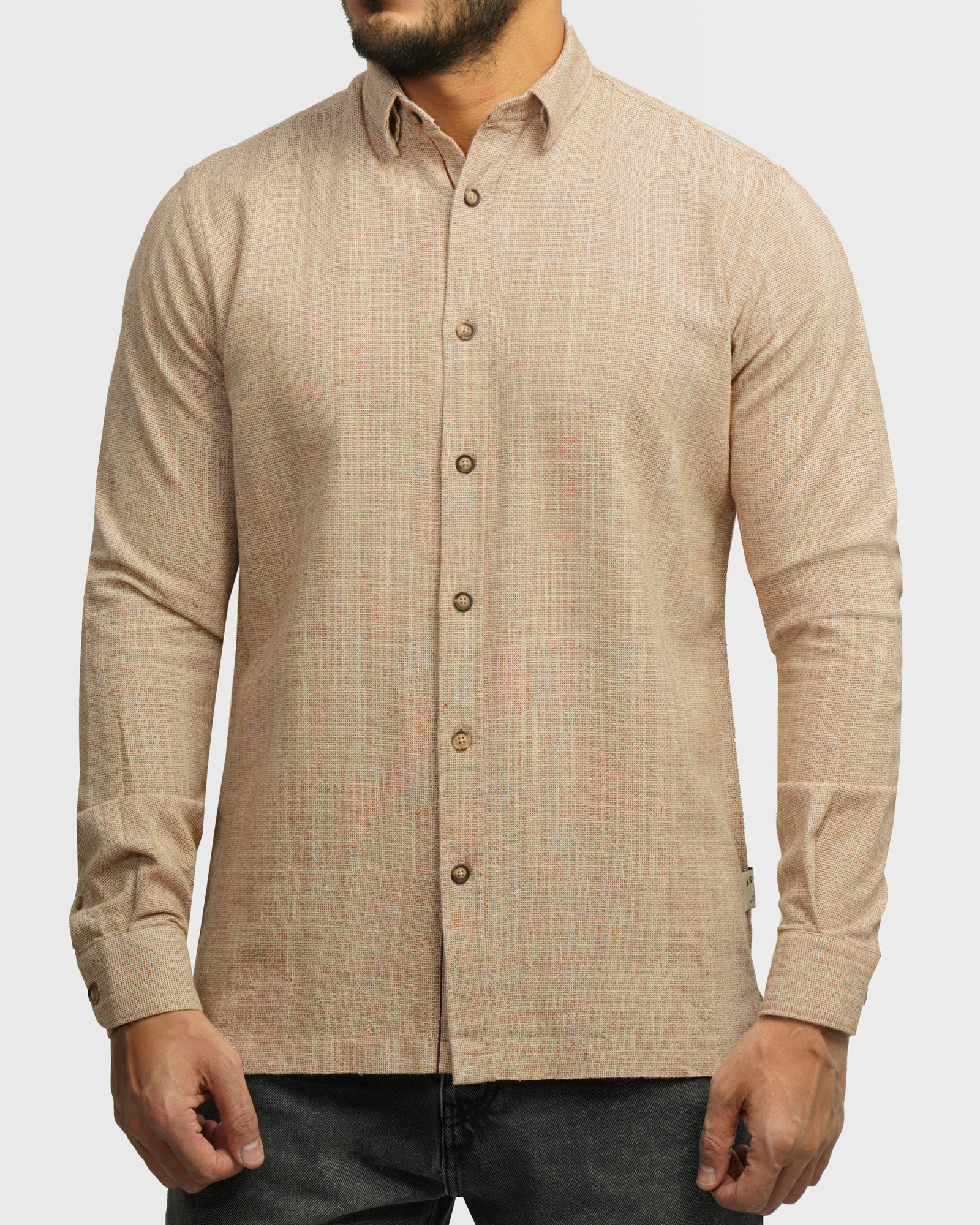 خرید و قیمت پیراهن آستین بلند مردانه کرم 24220516