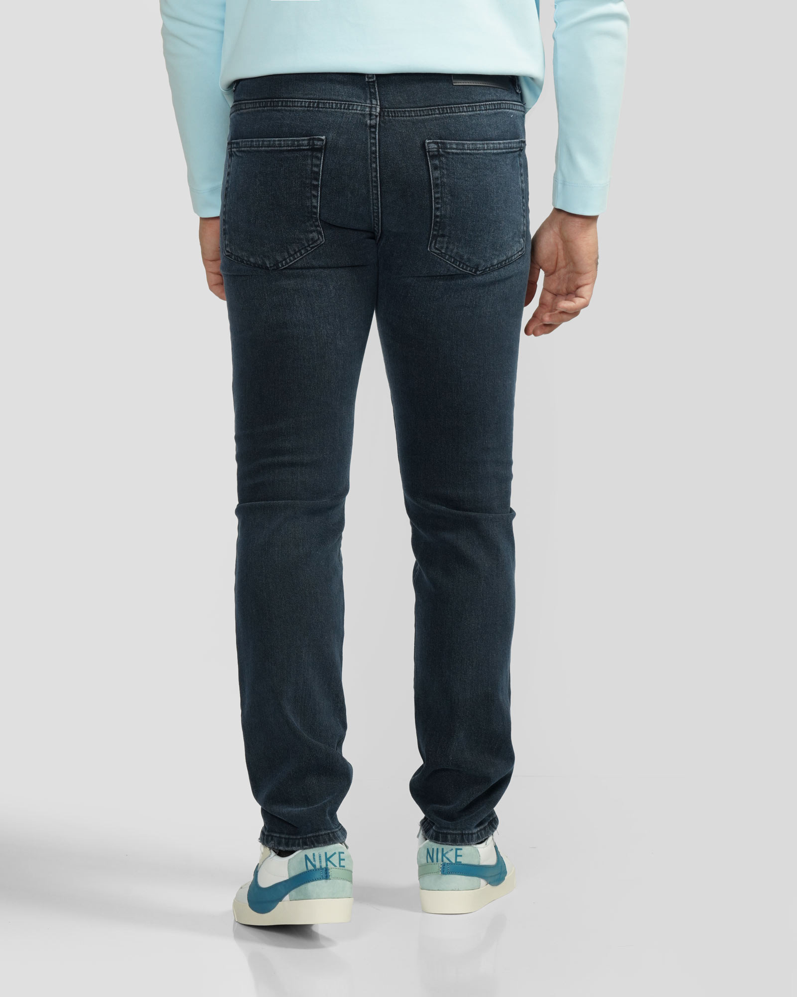 شلوار جین اسلیم ساده مردانه سرمه ای 24311445