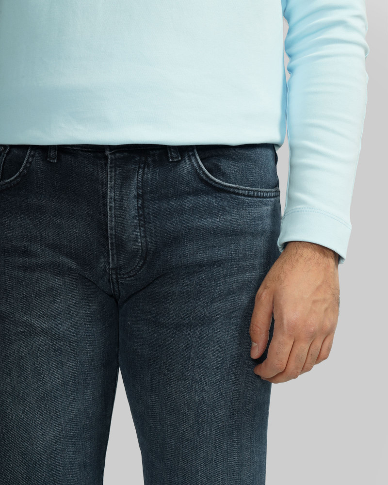 شلوار جین اسلیم ساده مردانه سرمه ای 24311445