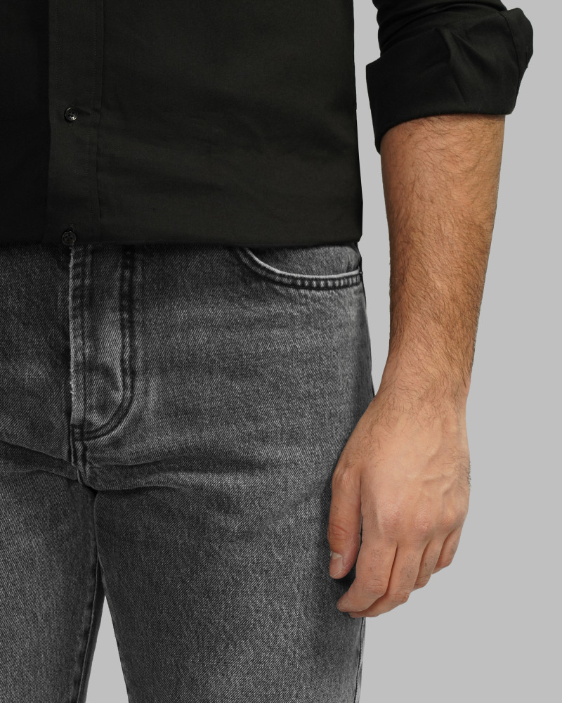 خرید و قیمت شلوار جین رگولار (Relax vintage) ساده مردانه خاکستری تیره 24312254