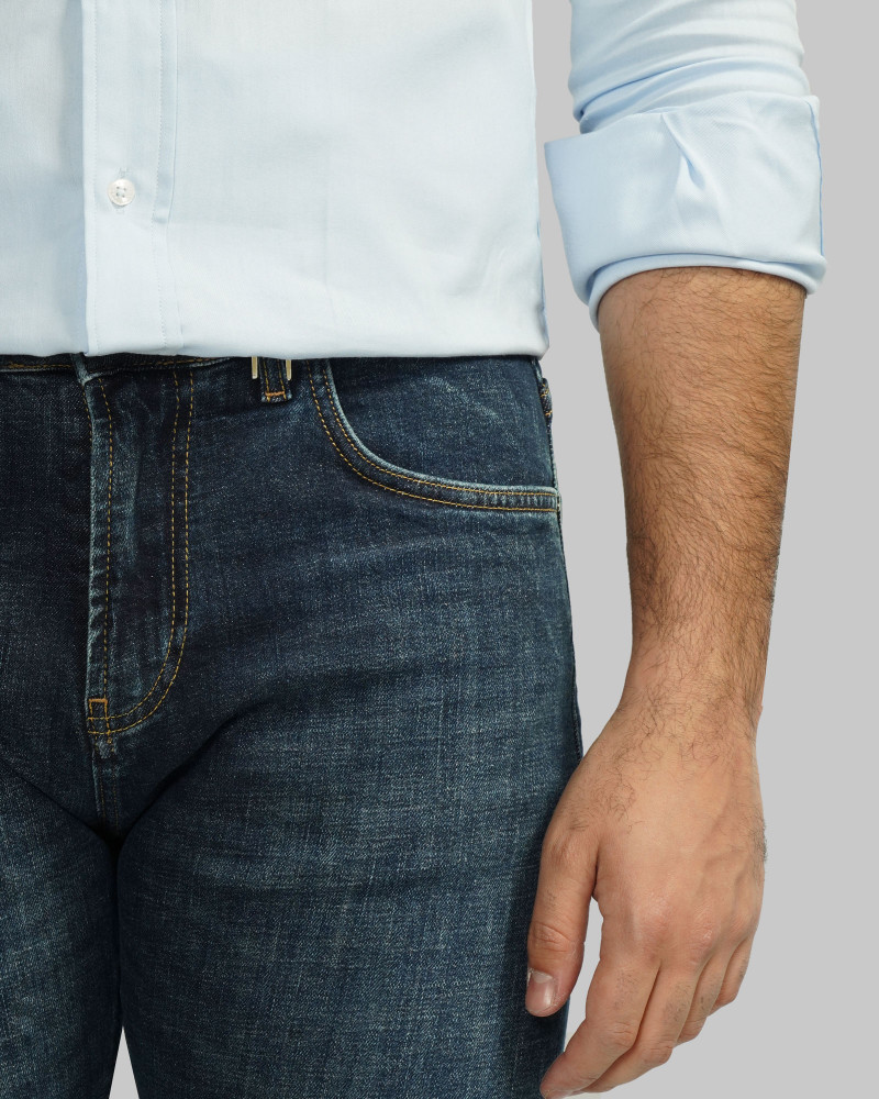 خرید و قیمت شلوار جین اسلیم ساده مردانه سرمه ای 24311449