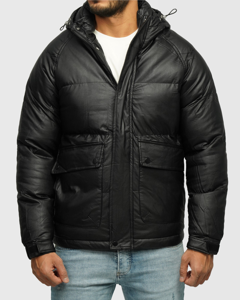 خرید و قیمت کاپشن مردانه کلاه دار مشکی 24316378