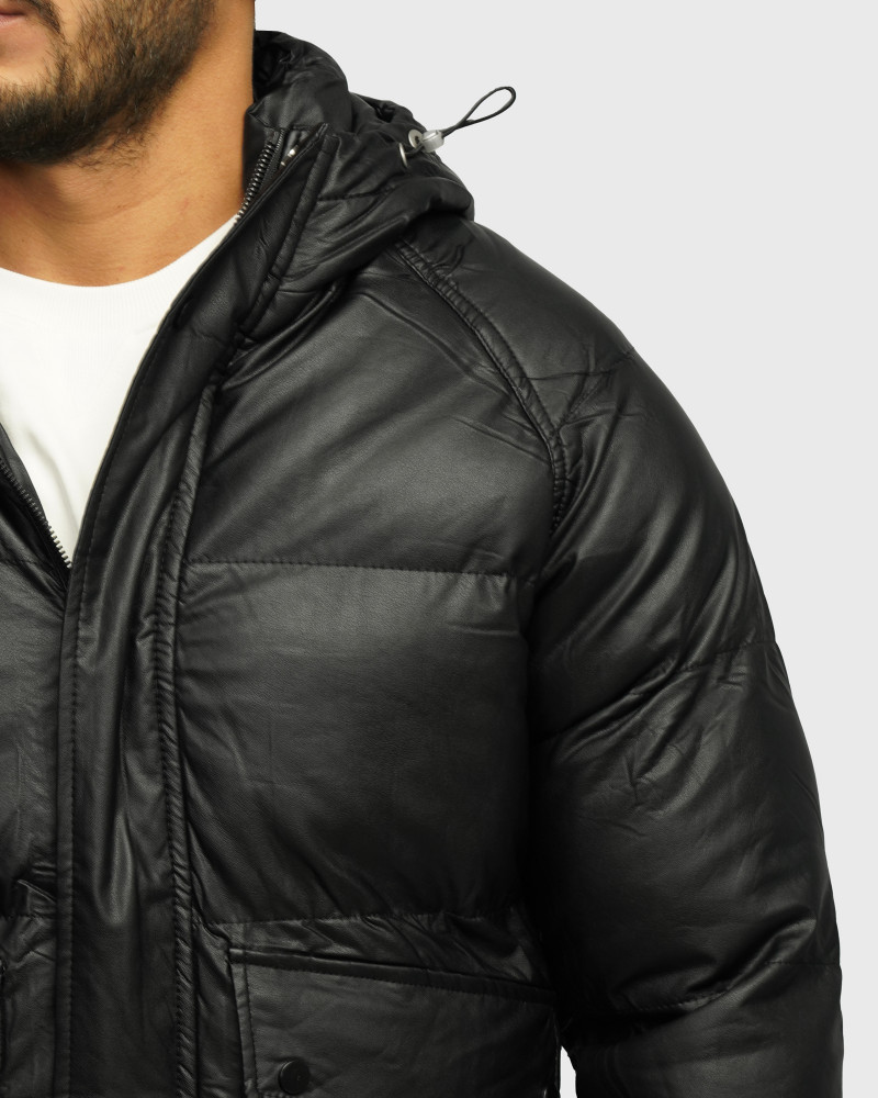 خرید و قیمت کاپشن مردانه کلاه دار مشکی 24316378