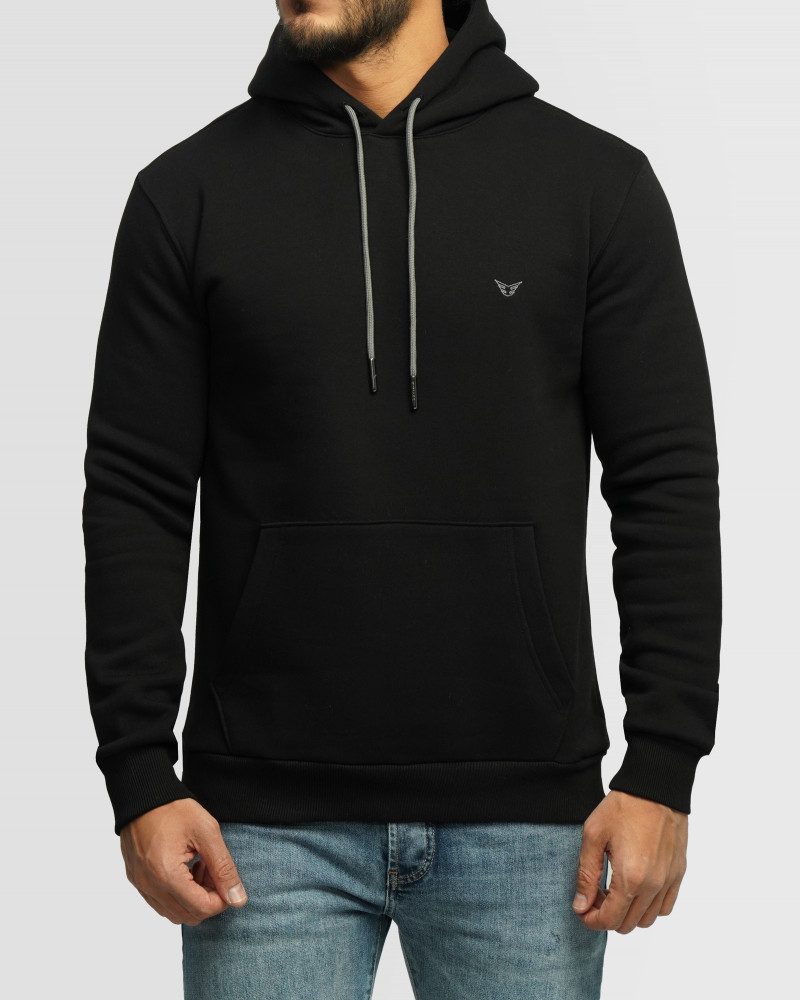 خرید و قیمت هودی کلاه دار ساده مشکی 24371255