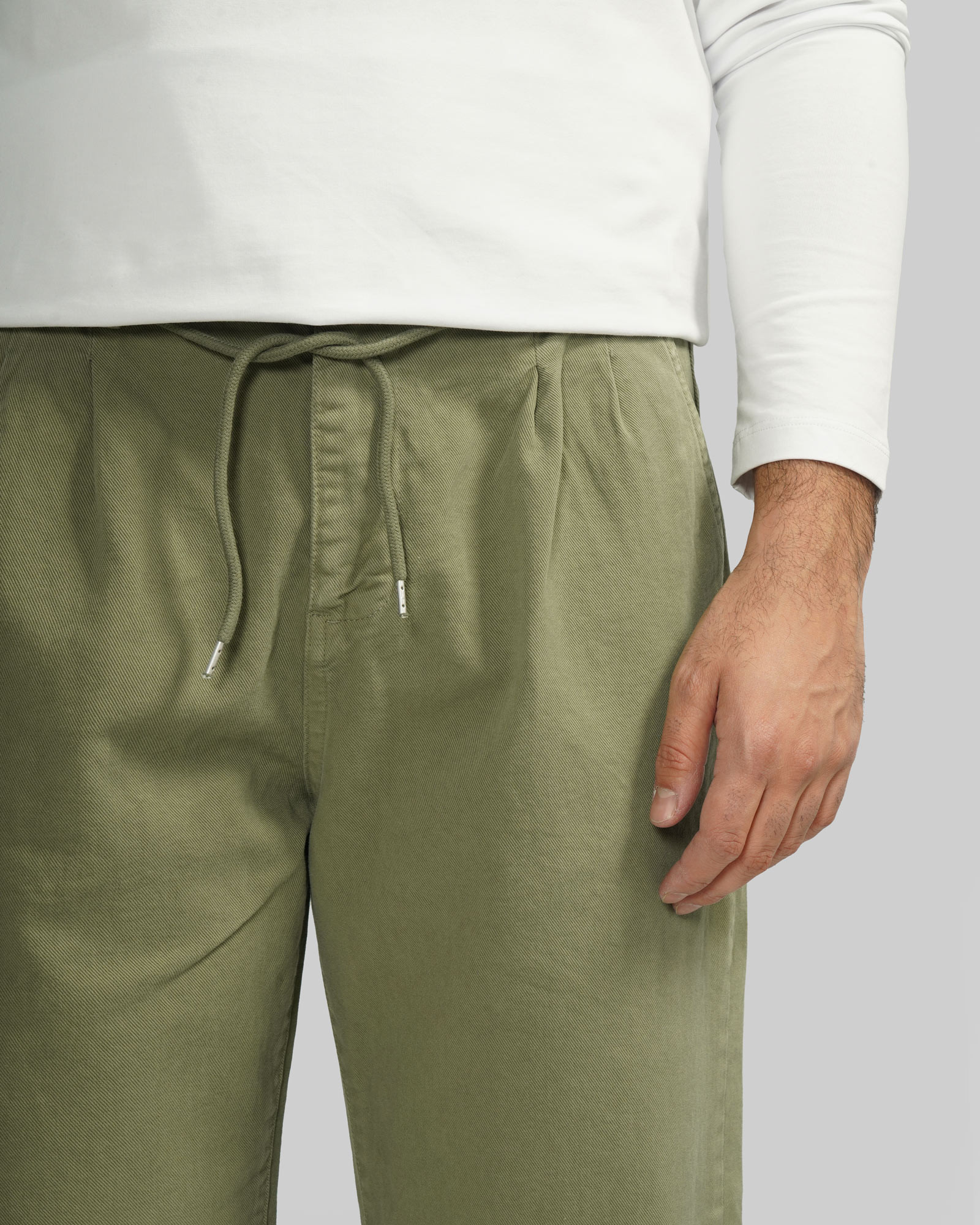 شلوار کتان کمرکش مردانه سبز سدری 23315181