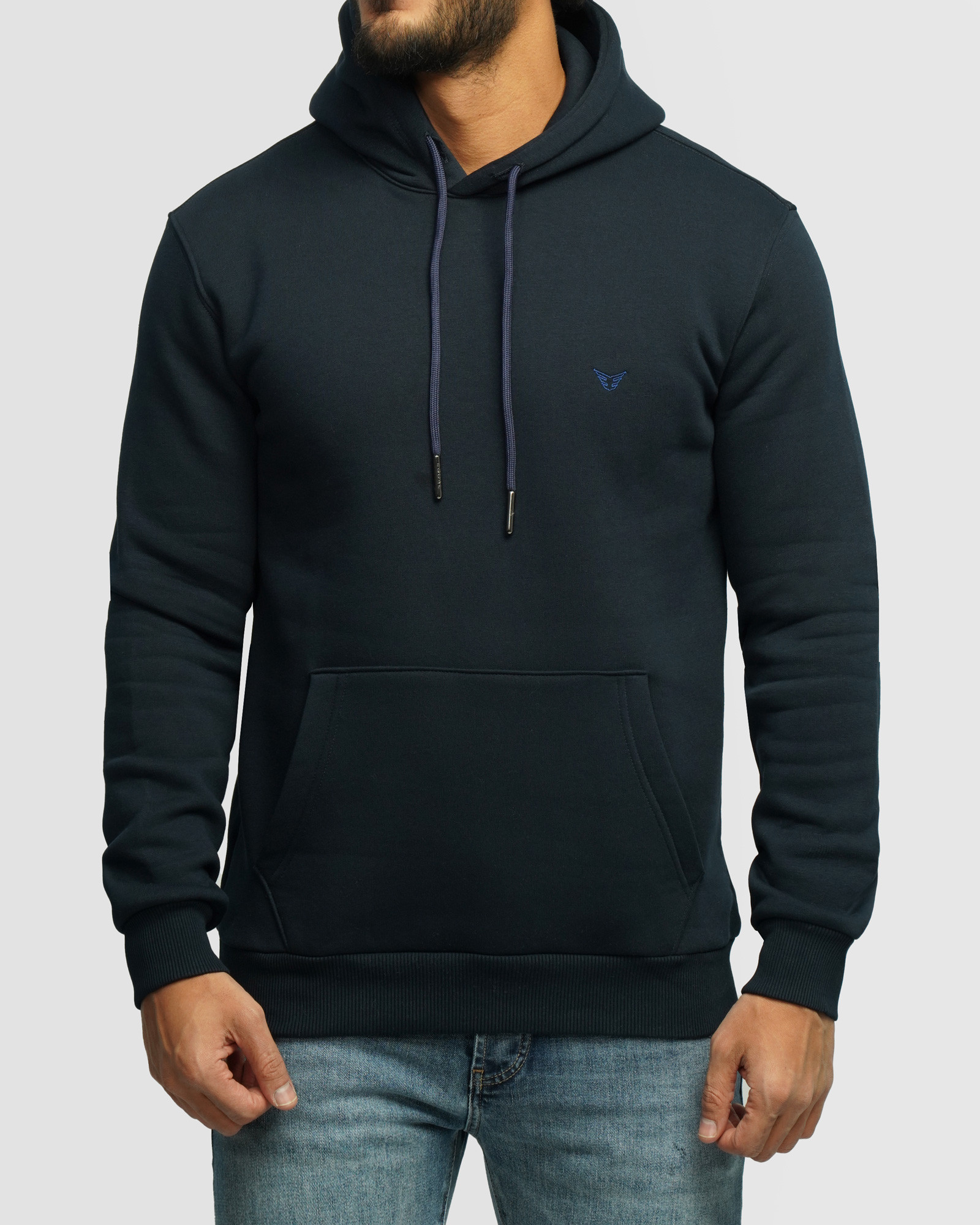 خرید و قیمت هودی کلاه دار ساده سرمه ای 24371255