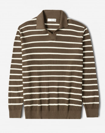 خرید و قیمت پولوشرت بافت آستین بلند مردانه قهوه ای 24386116