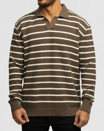 خرید و قیمت پولوشرت بافت آستین بلند مردانه قهوه ای 24386116