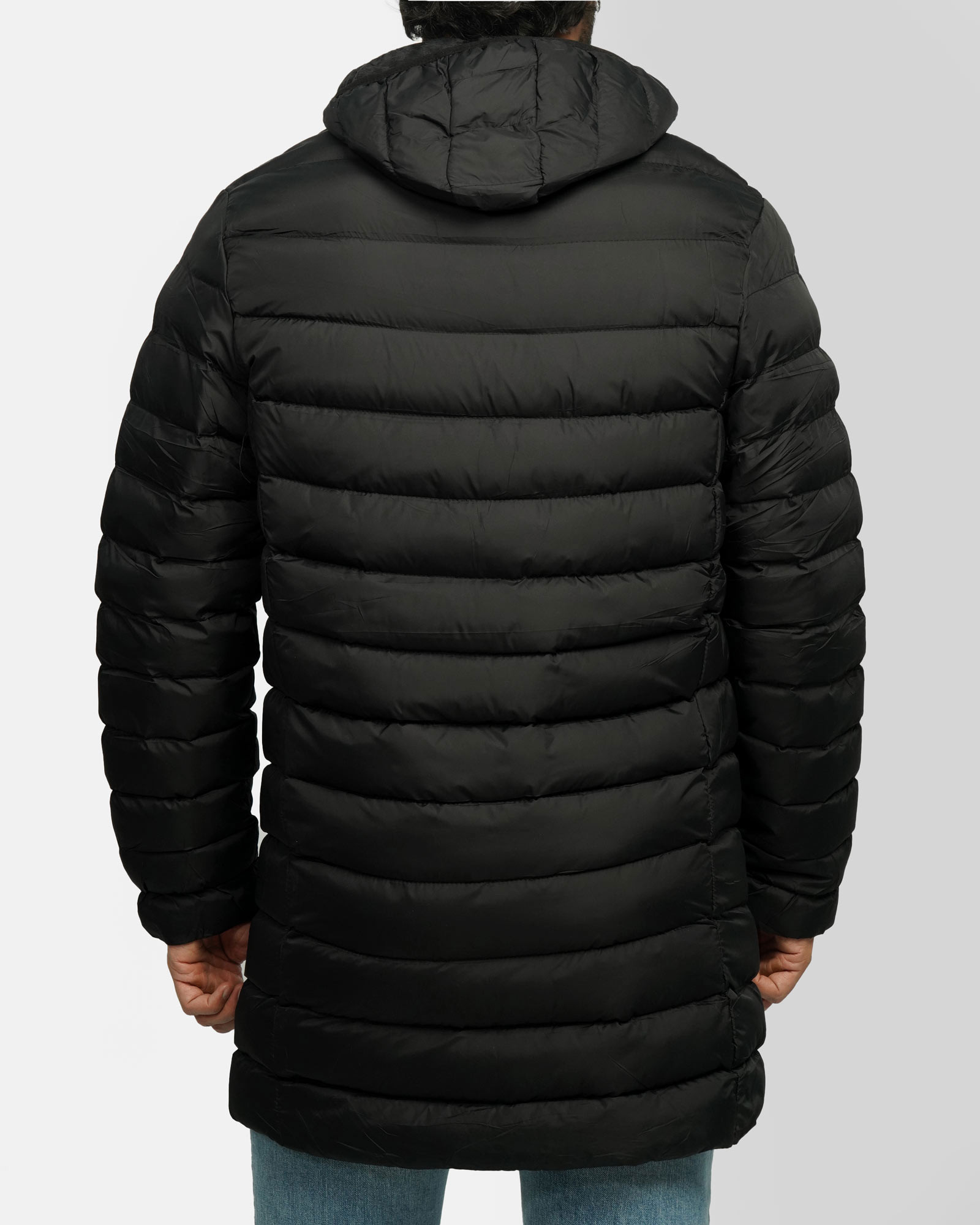 کاپشن مردانه کلاه دار بلند مشکی 24316385