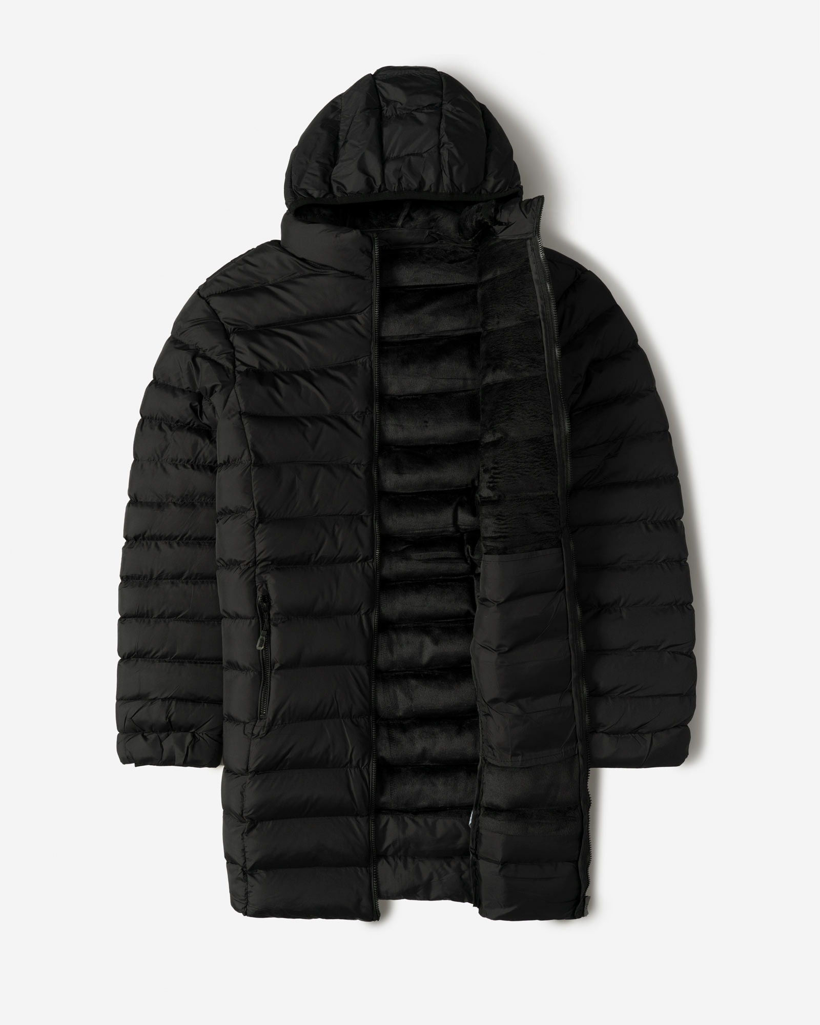 کاپشن مردانه کلاه دار بلند مشکی 24316385