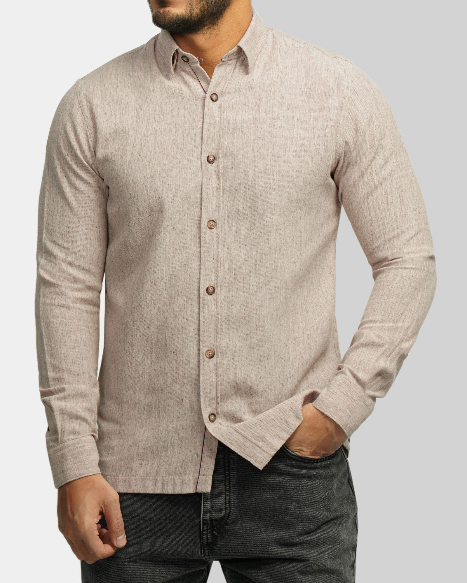 خرید و قیمت پیراهن آستین بلند مردانه کرم 24220517