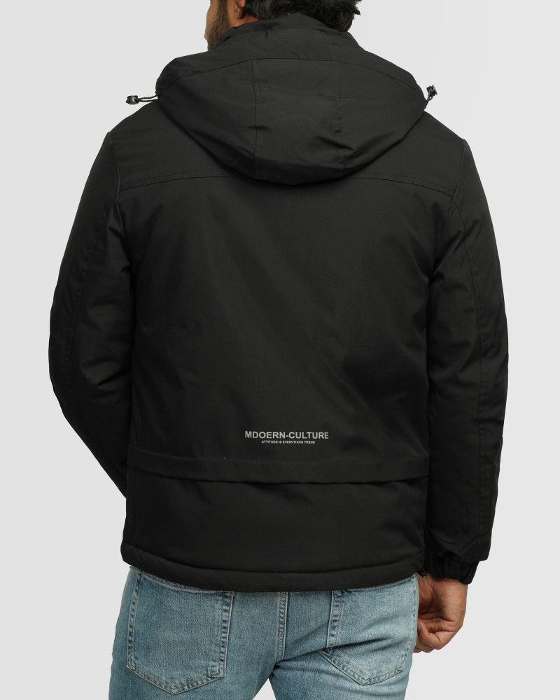 خرید و قیمت کاپشن مردانه کلاه دار مشکی 24316379