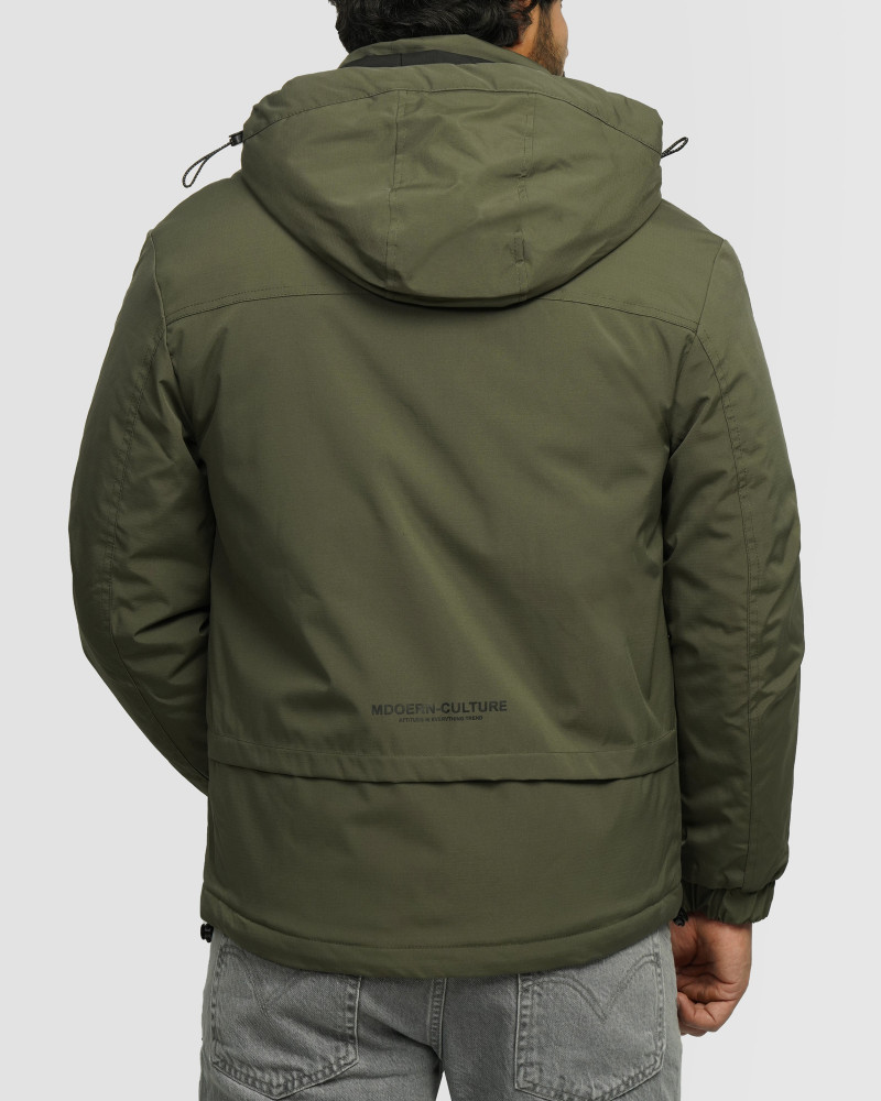 خرید و قیمت کاپشن مردانه کلاه دار سبز 24316379