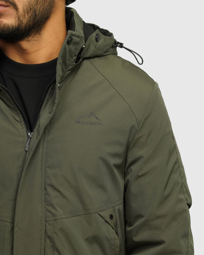 خرید و قیمت کاپشن مردانه کلاه دار سبز 24316379