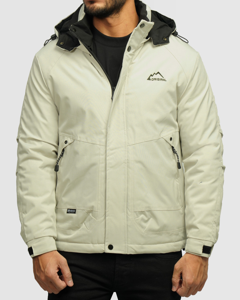 خرید و قیمت کاپشن مردانه کلاه دار طوسی روشن 24316379