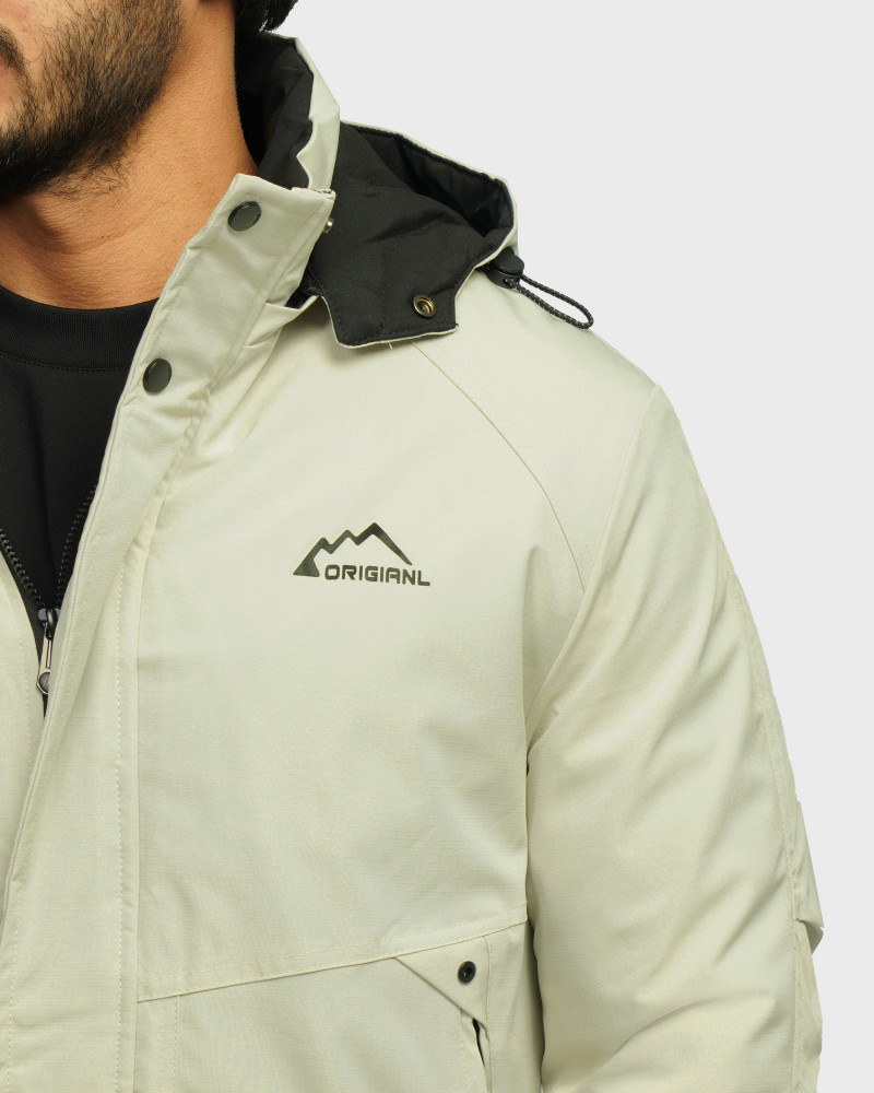 خرید و قیمت کاپشن مردانه کلاه دار طوسی روشن 24316379