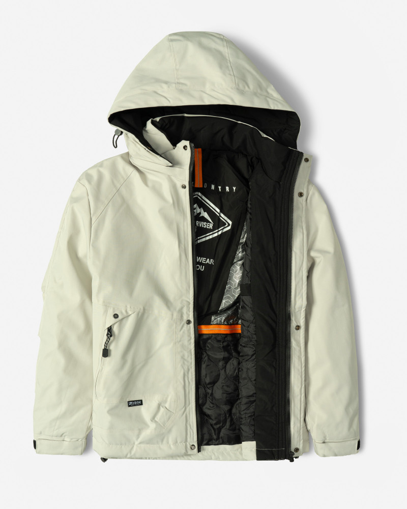 خرید و قیمت کاپشن مردانه کلاه دار طوسی روشن 24316379