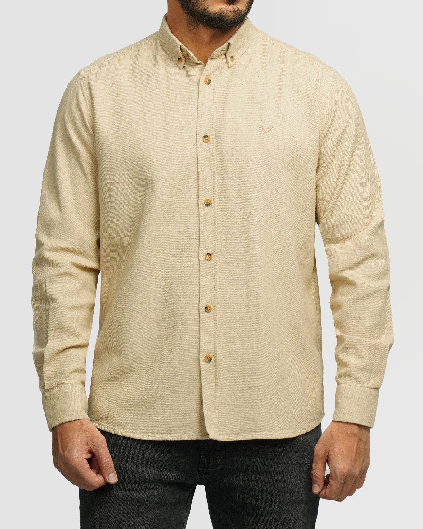 خرید و قیمت پیراهن نیمه ضخیم ساده مردانه کرم 24368167