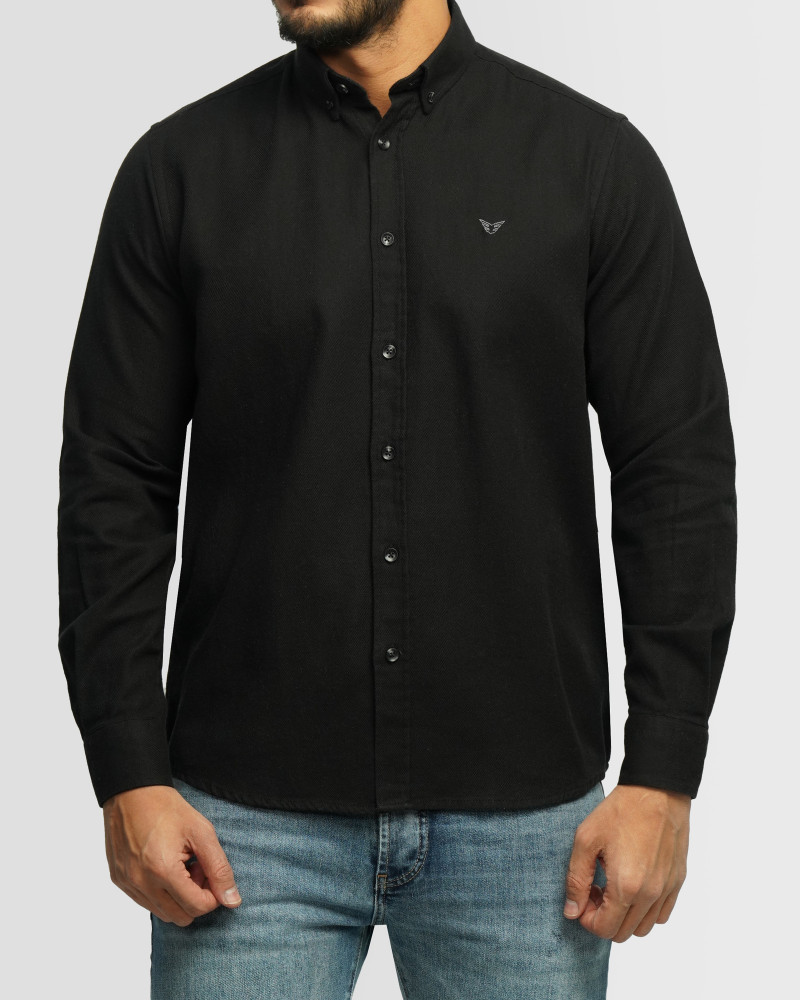 خرید و قیمت پیراهن نیمه ضخیم ساده مردانه مشکی 24368167