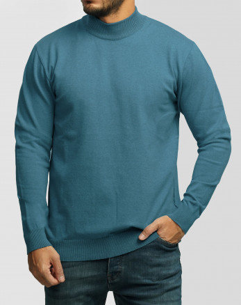 خرید و قیمت پلیور بافت یقه 5 سانت ساده مردانه آبی فیروزه ای 22250101