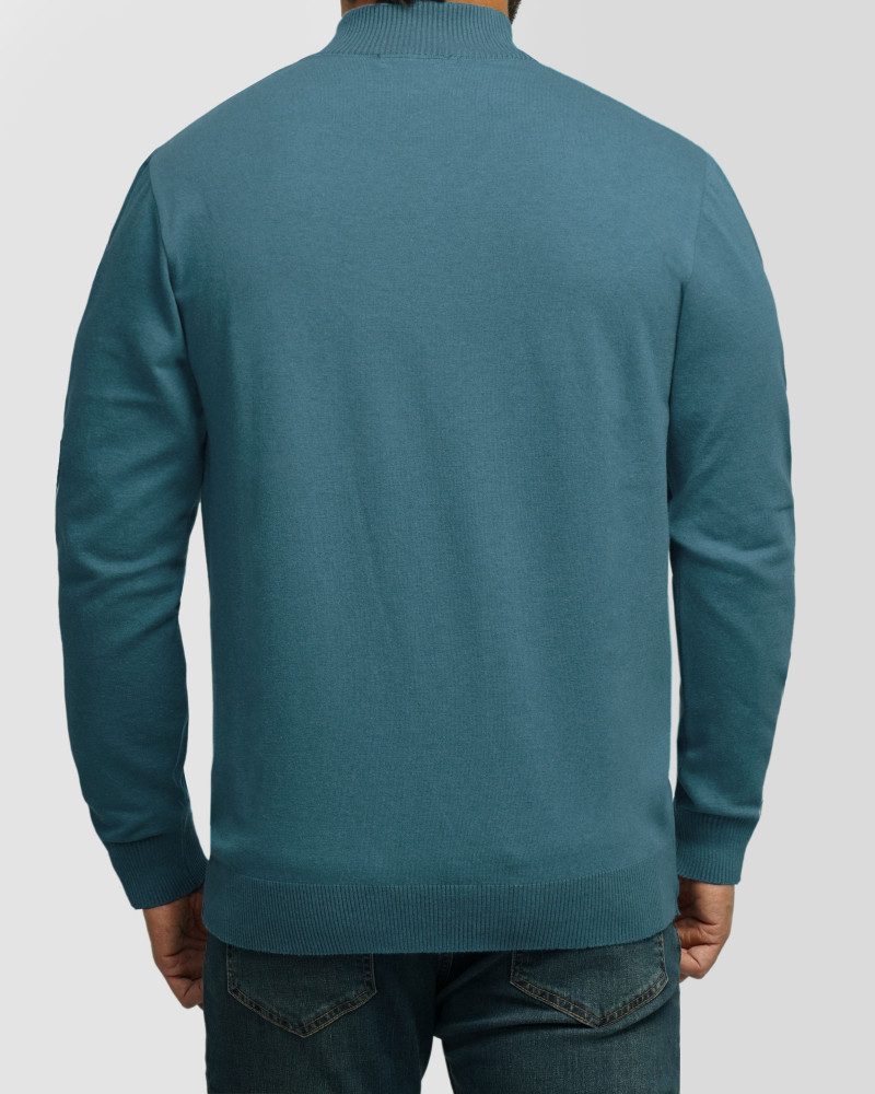 خرید و قیمت پلیور بافت یقه 5 سانت ساده مردانه آبی فیروزه ای 22250101