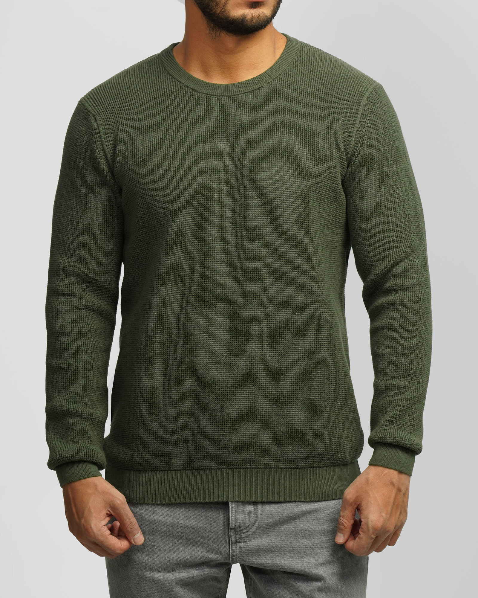 پلیور بافت یقه گرد مردانه سبز 24342175