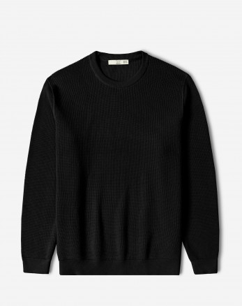 پلیور بافت یقه گرد مردانه مشکی 24342175