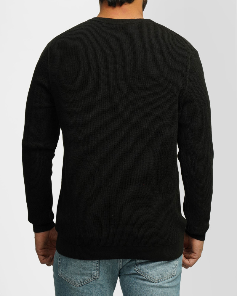 پلیور بافت یقه گرد مردانه مشکی 24342175