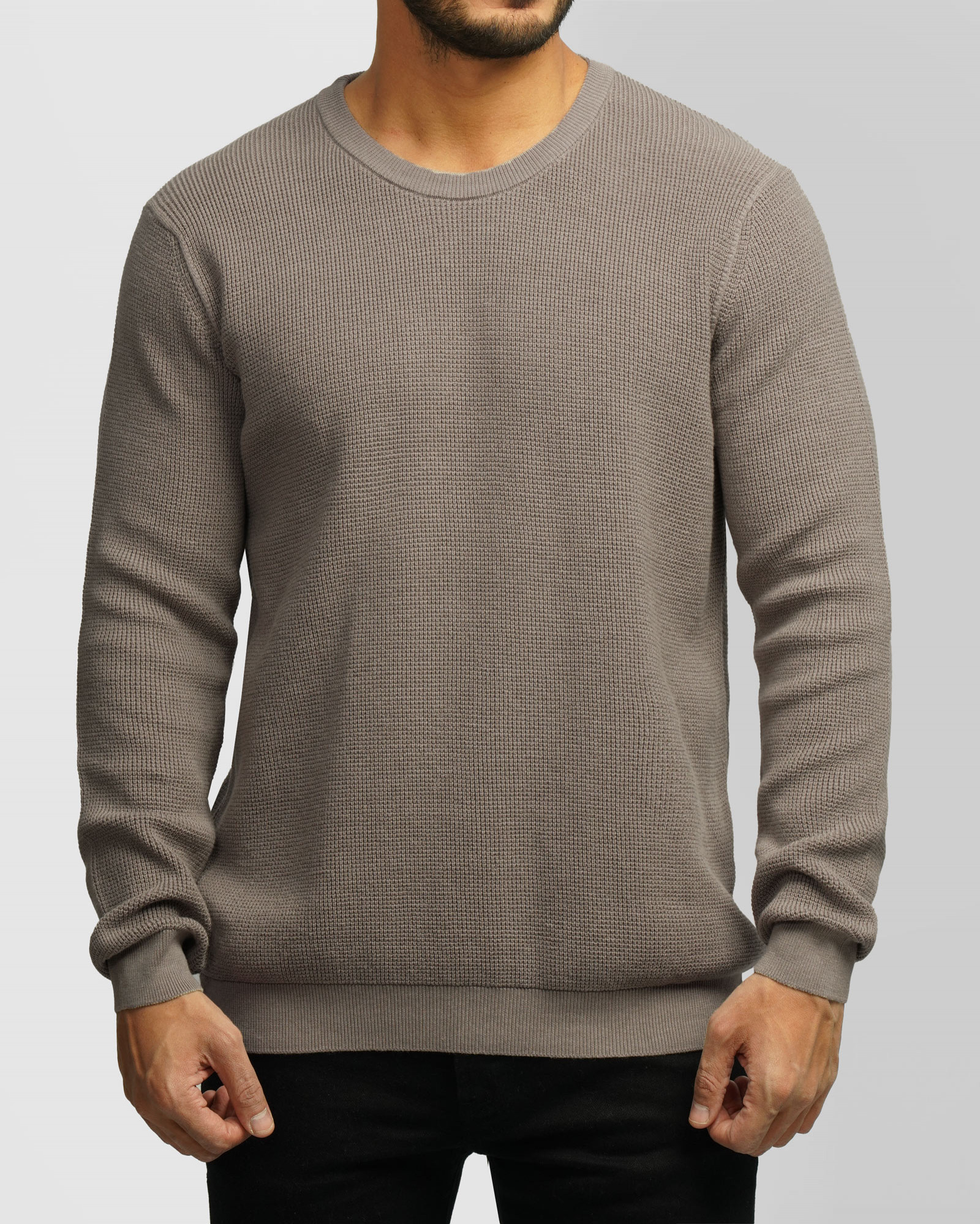 پلیور بافت یقه گرد مردانه خاکستری 24342175