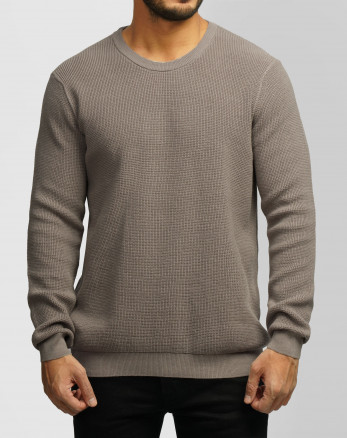 پلیور بافت یقه گرد مردانه خاکستری 24342175