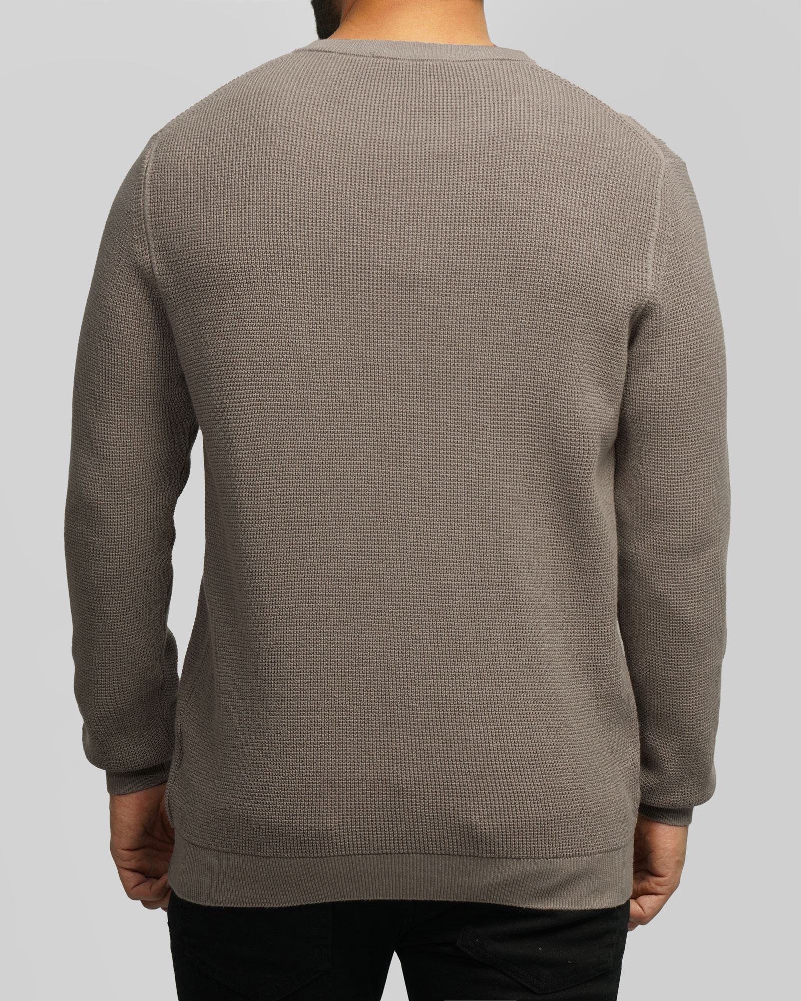 پلیور بافت یقه گرد مردانه خاکستری 24342175