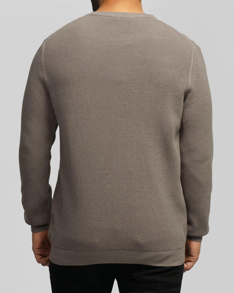 پلیور بافت یقه گرد مردانه خاکستری 24342175