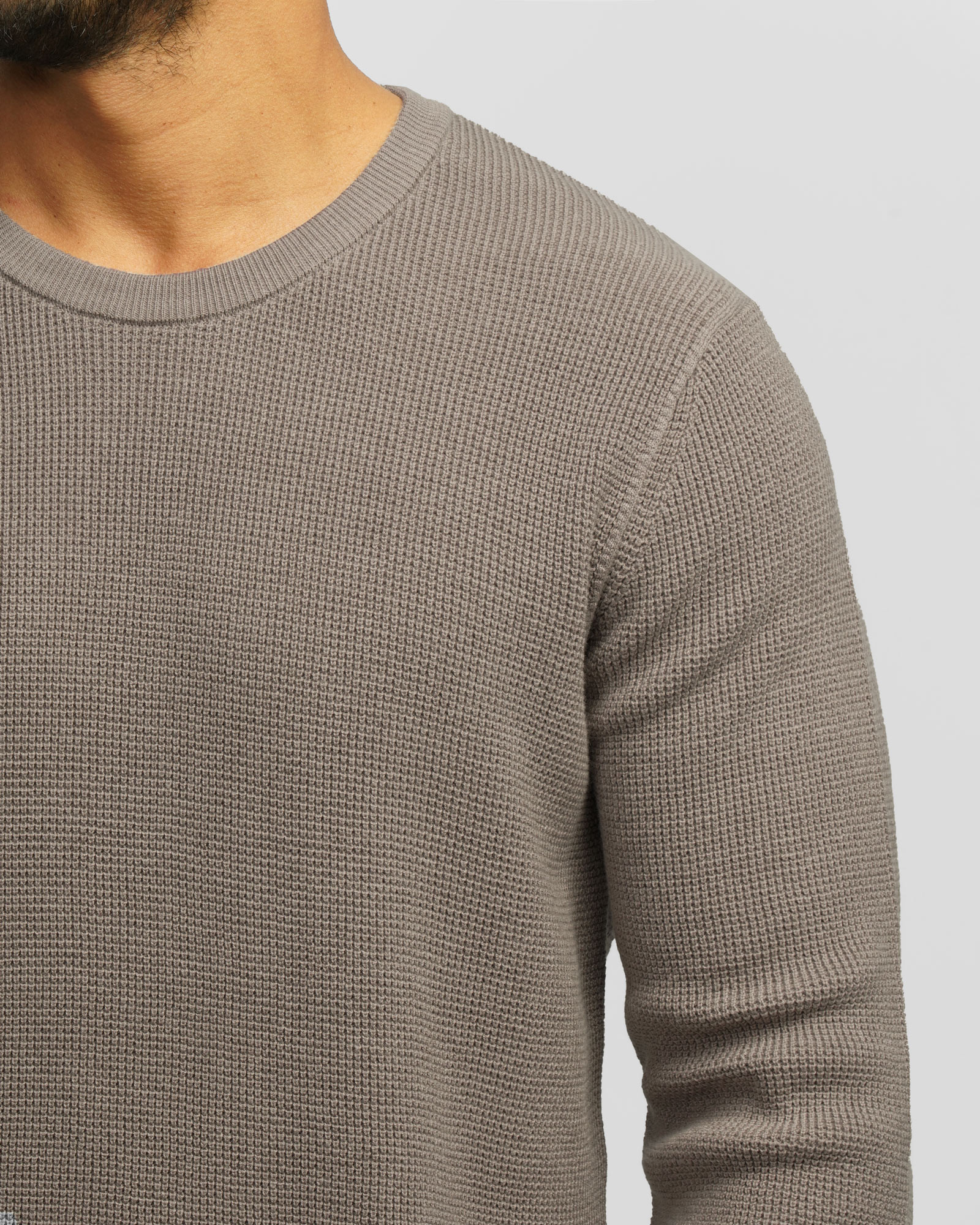 پلیور بافت یقه گرد مردانه خاکستری 24342175