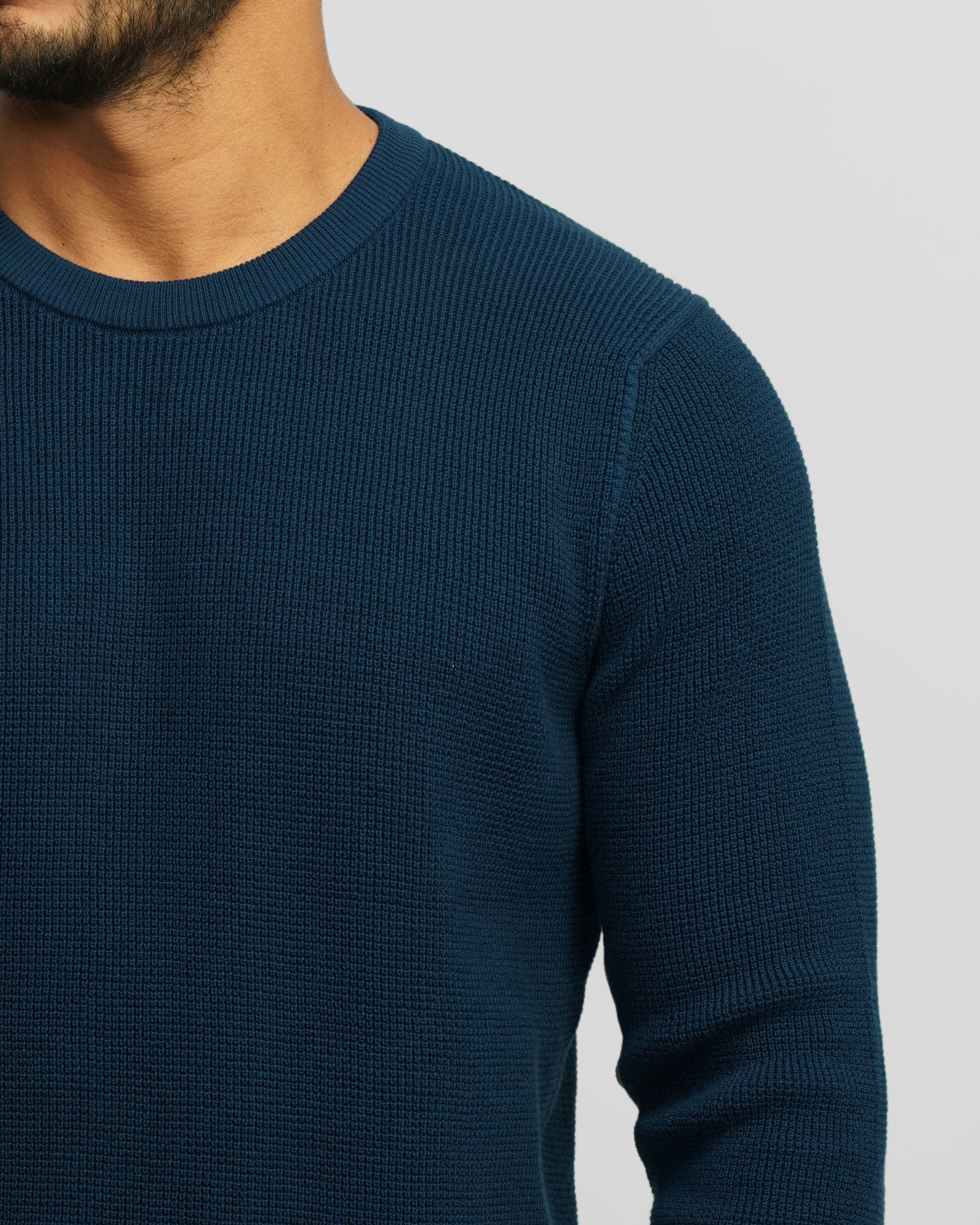 پلیور بافت یقه گرد مردانه آبی 24342175